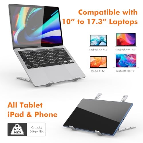 GRIFEMA GB1054 - Support réglable pour ordinateur portable avec 6 angles de réglage