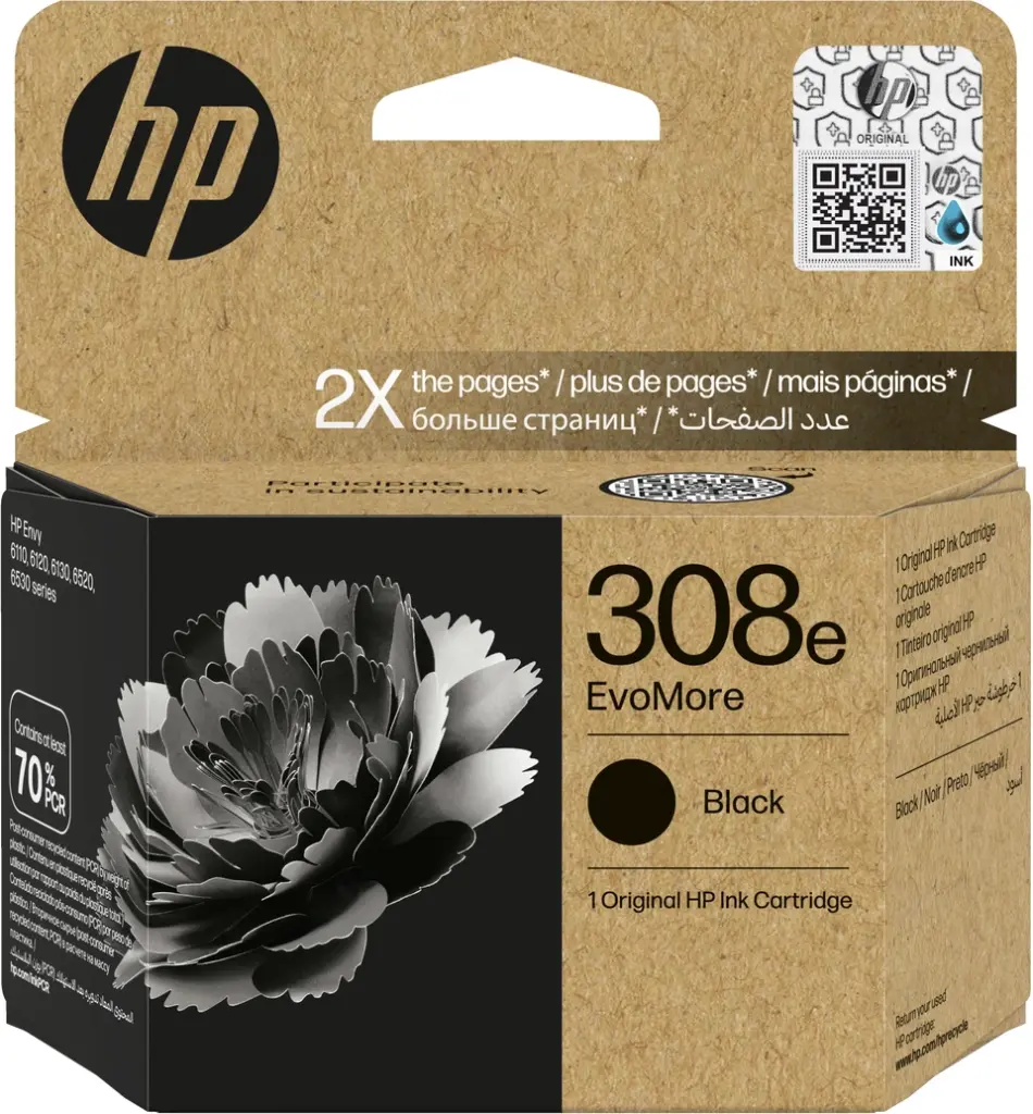 [7FP22UE#CE1] HP 308e Cartouche d’encre authentique Noir EvoMore