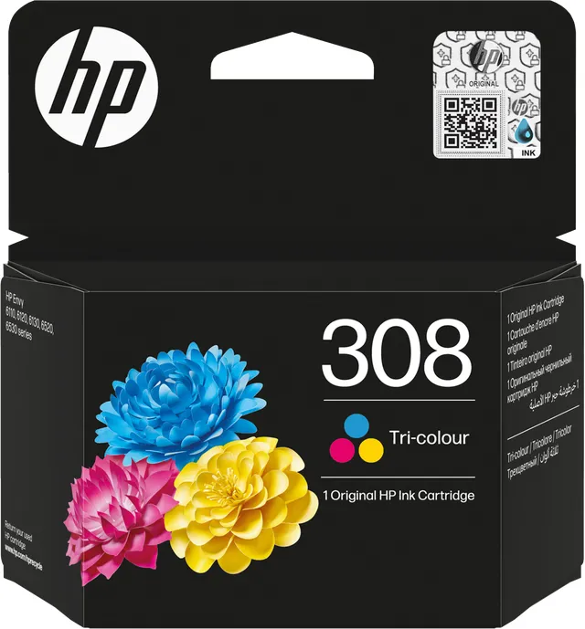 HP 308 Cartouche d’encre authentique Trois couleurs