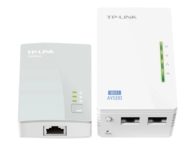 TP-Link TL-WPA4220KIT AV500 2-Port Wifi Powerline Adapter Starter Kit - kit d'adaptation pour courant porteur - Wi-Fi - Branchement mural