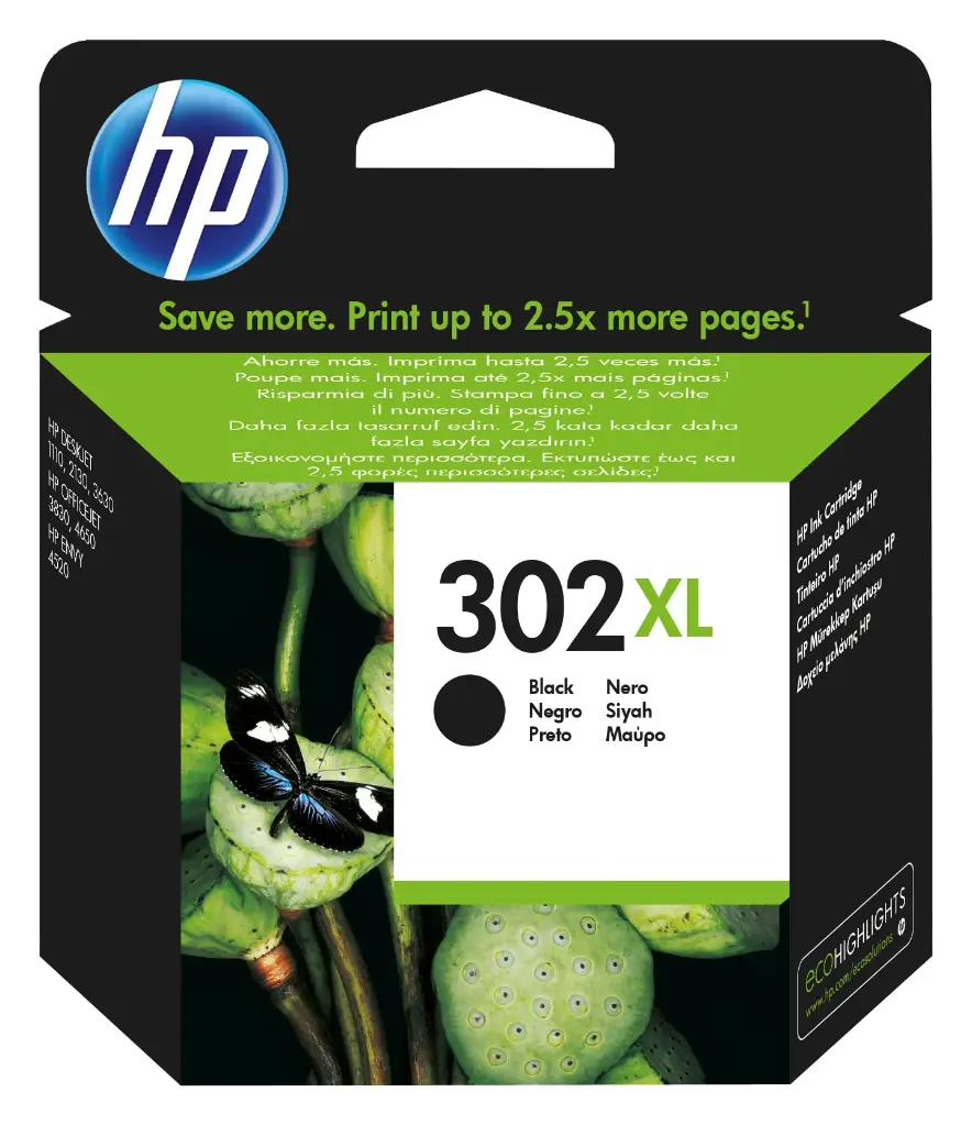 HP 302XL Cartouche d’encre noire grande capacité authentique