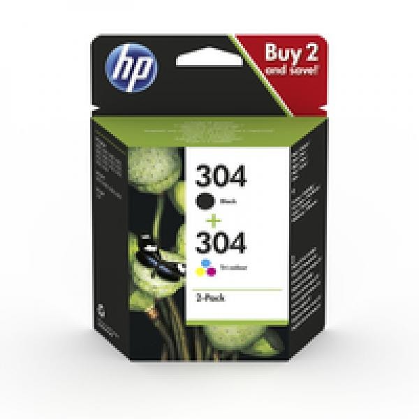 [3JB05AE] Pack de 2 cartouches authentiques d'encre noire/trois couleurs HP 304