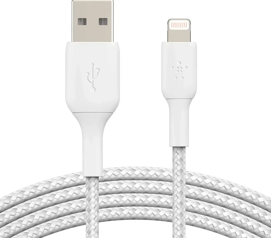 [CAA002bt2MWH] Belkin Lightning vers USB-A - Gaine tressée - 2M - Blanc