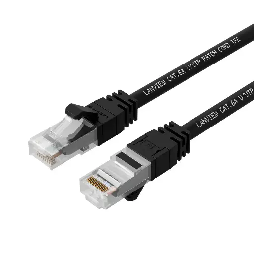 [LV-UTP6A01B] Lanview Network Cable CAT6A UTP 1m Black LSZH, HIGH-FLEX, SmartClick 