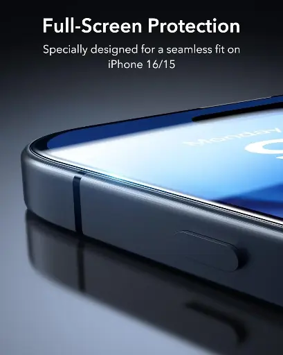 Verre trempé pour iPhone 15/16 - Dureté 9H