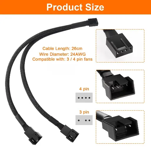 [X0020AJGOR] Répartiteur ventilateur PWM 4 broches 1 à 2 voies