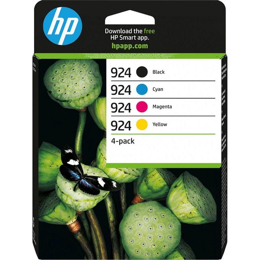 [6C3Z1NE] HP 924 Pack de 4 Cartouches d’encre authentiques CMJN